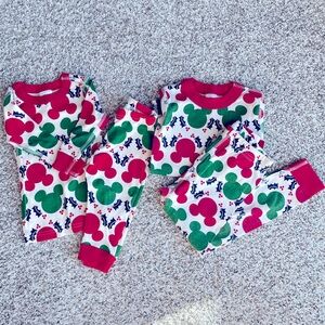 Hanna Andersson Mickey Mouse Christmas pajamas bundle. Size 4 and 12-18 months